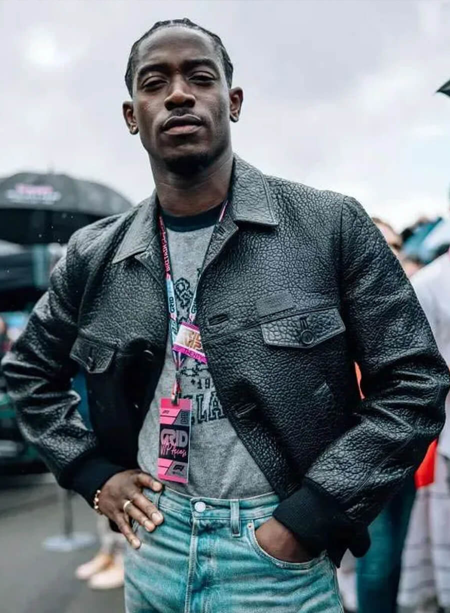 Damson Idris F1 The Movie Black Leather Jacket