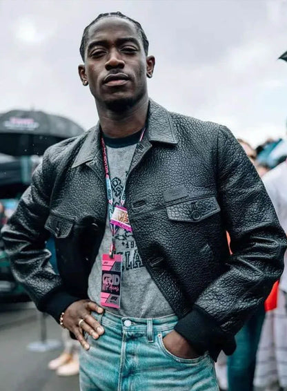 Damson Idris F1 The Movie Black Leather Jacket