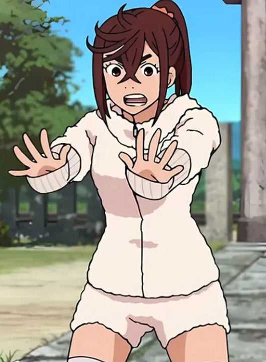 Dandadan Momo Ayase White Faux Fur Jacket