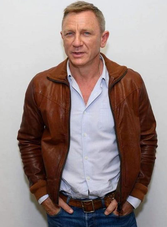 Daniel Craig Knives Out Brown Leather Jacket