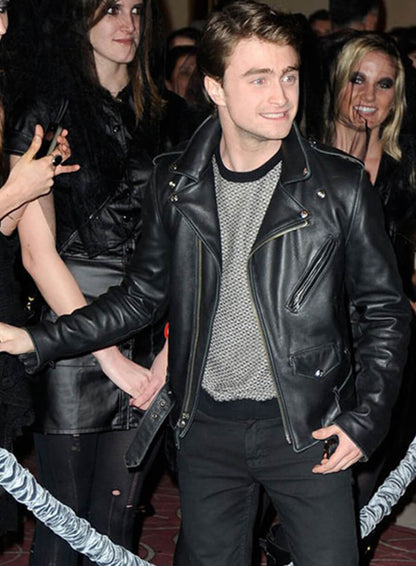 Daniel Radcliffe Black Biker Leather Jacket