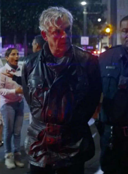 Danny Huston The Naked Gun 2025 Black Leather Jacket