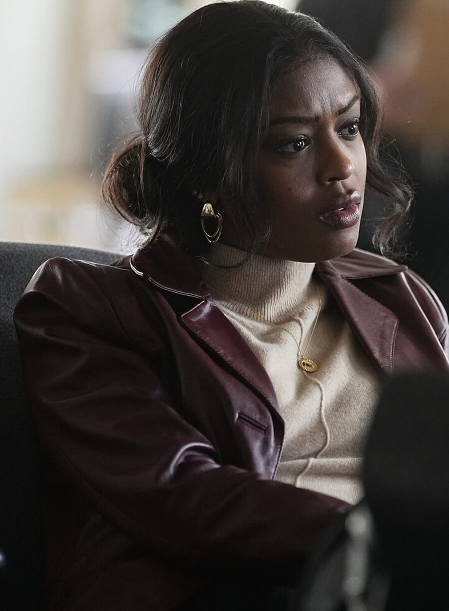 Daphne Forrester High Potential Burgundy Leather Blazer