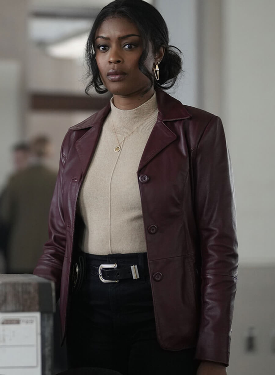 Daphne Forrester High Potential Burgundy Leather Blazer