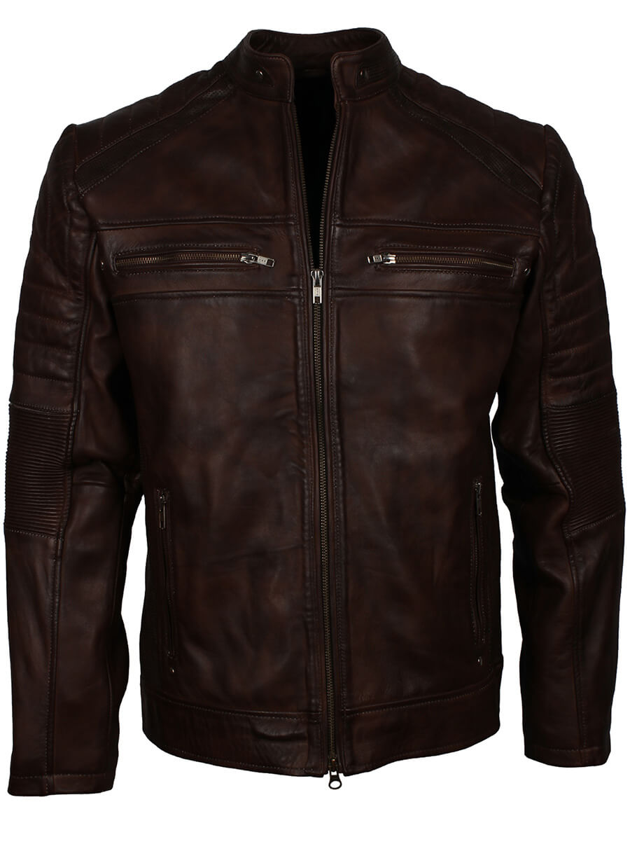 Dark Brown Cafe Racer Leather Jacket
