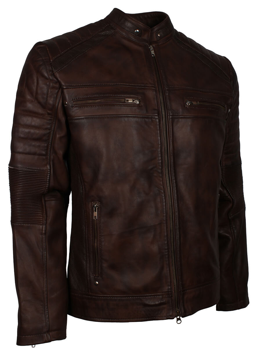 Dark Brown Cafe Racer Leather Jacket