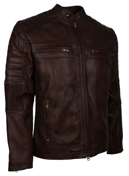 Dark Brown Cafe Racer Leather Jacket