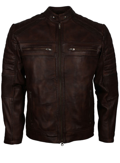 Dark Brown Cafe Racer Leather Jacket