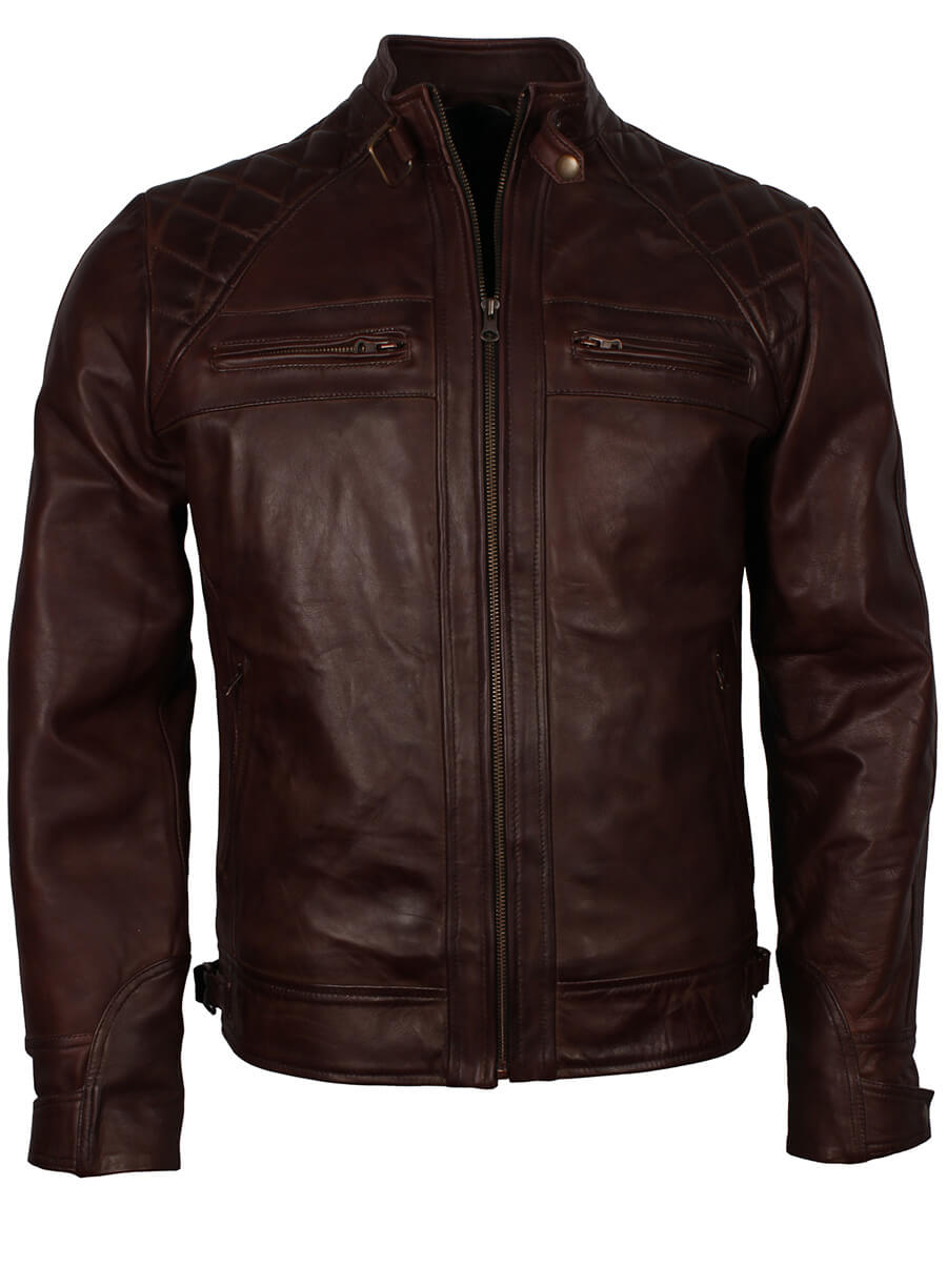 Dark Brown Quilted Vintage Leather Jacket