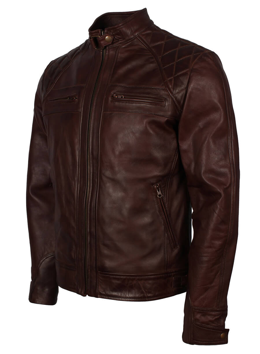 Dark Brown Quilted Vintage Leather Jacket