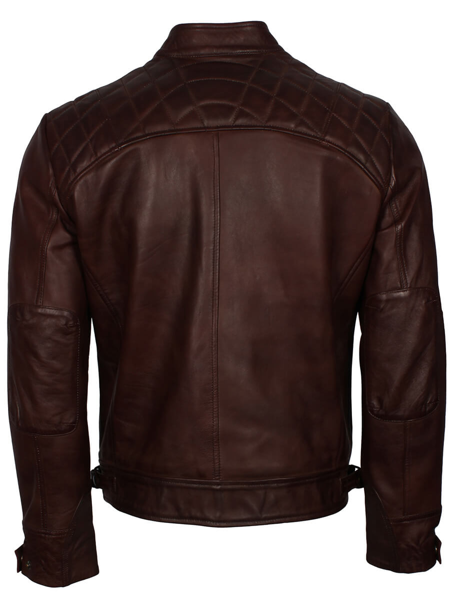 Dark Brown Quilted Vintage Leather Jacket