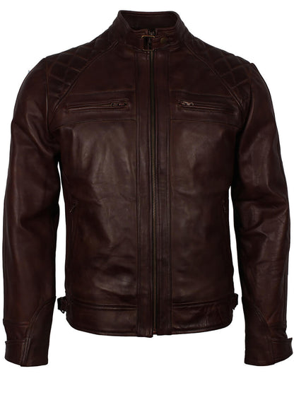 Dark Brown Quilted Vintage Leather Jacket