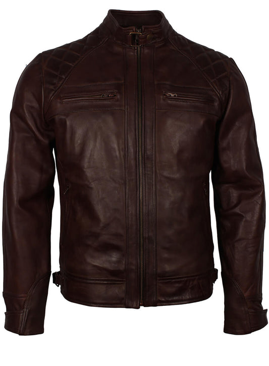 Dark Brown Quilted Vintage Leather Jacket