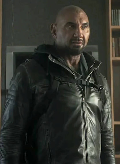 Dave Bautista Afterburn 2025 Black Leather Jacket