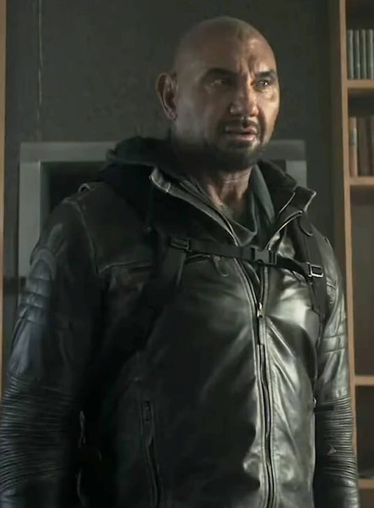 Dave Bautista Afterburn 2025 Black Leather Jacket