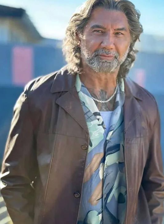 Dave Bautista The Last Showgirl Brown Leather Jacket
