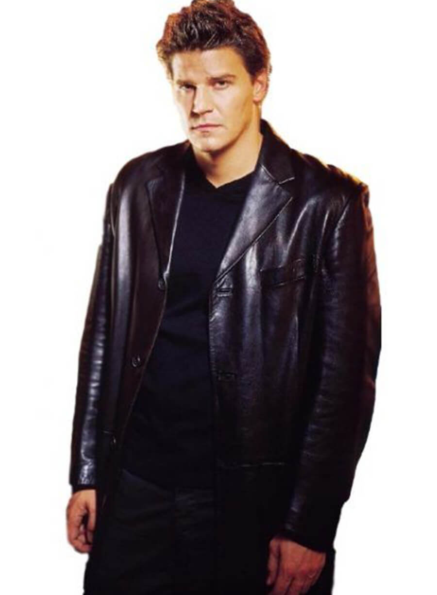 David Boreanaz Angel Black Leather Trench Coat