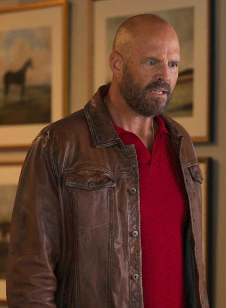 David Denman Peacemaker Brown Leather Jacket