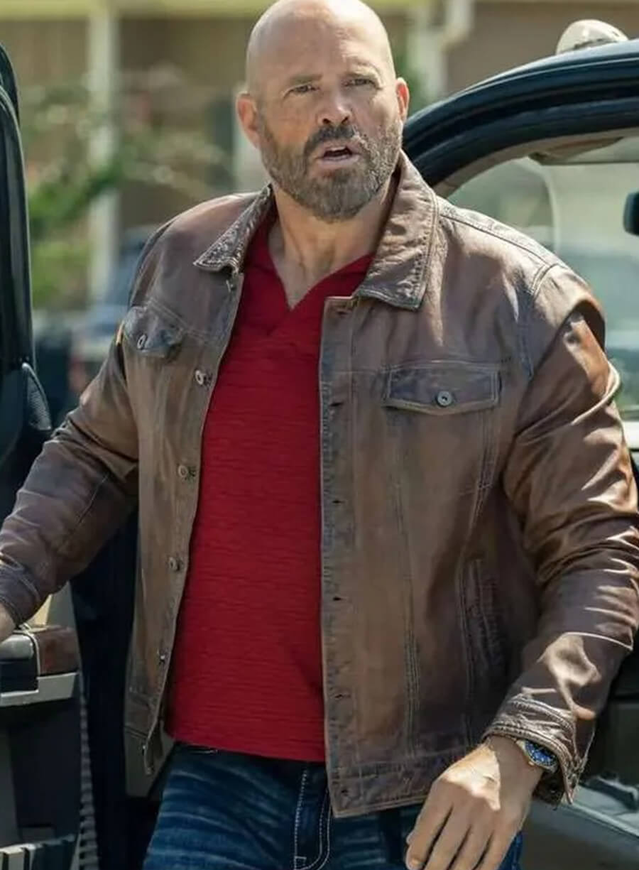 David Denman Peacemaker Brown Leather Jacket