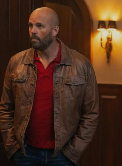 David Denman Peacemaker Brown Leather Jacket