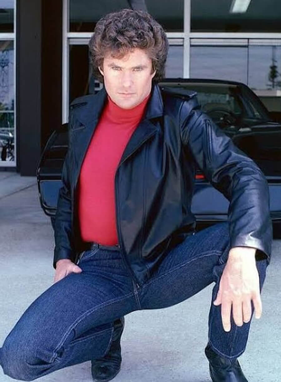 David Hasselhoff Knight Rider Black Leather Jacket