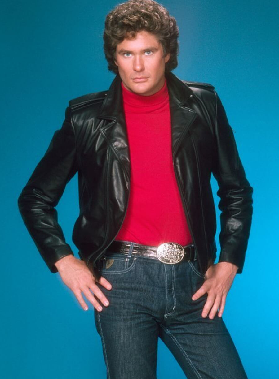David Hasselhoff Knight Rider Black Leather Jacket