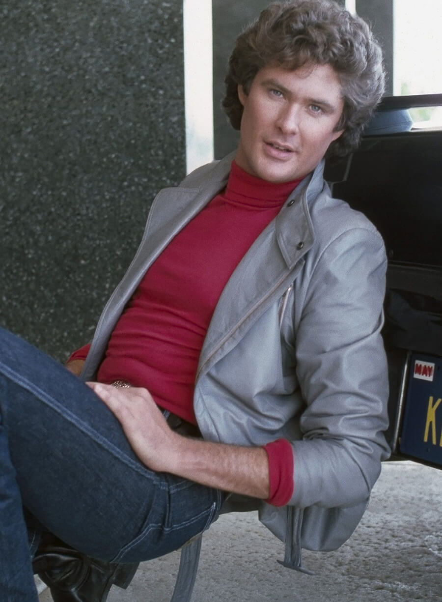 David Hasselhoff Knight Rider Grey Leather Jacket