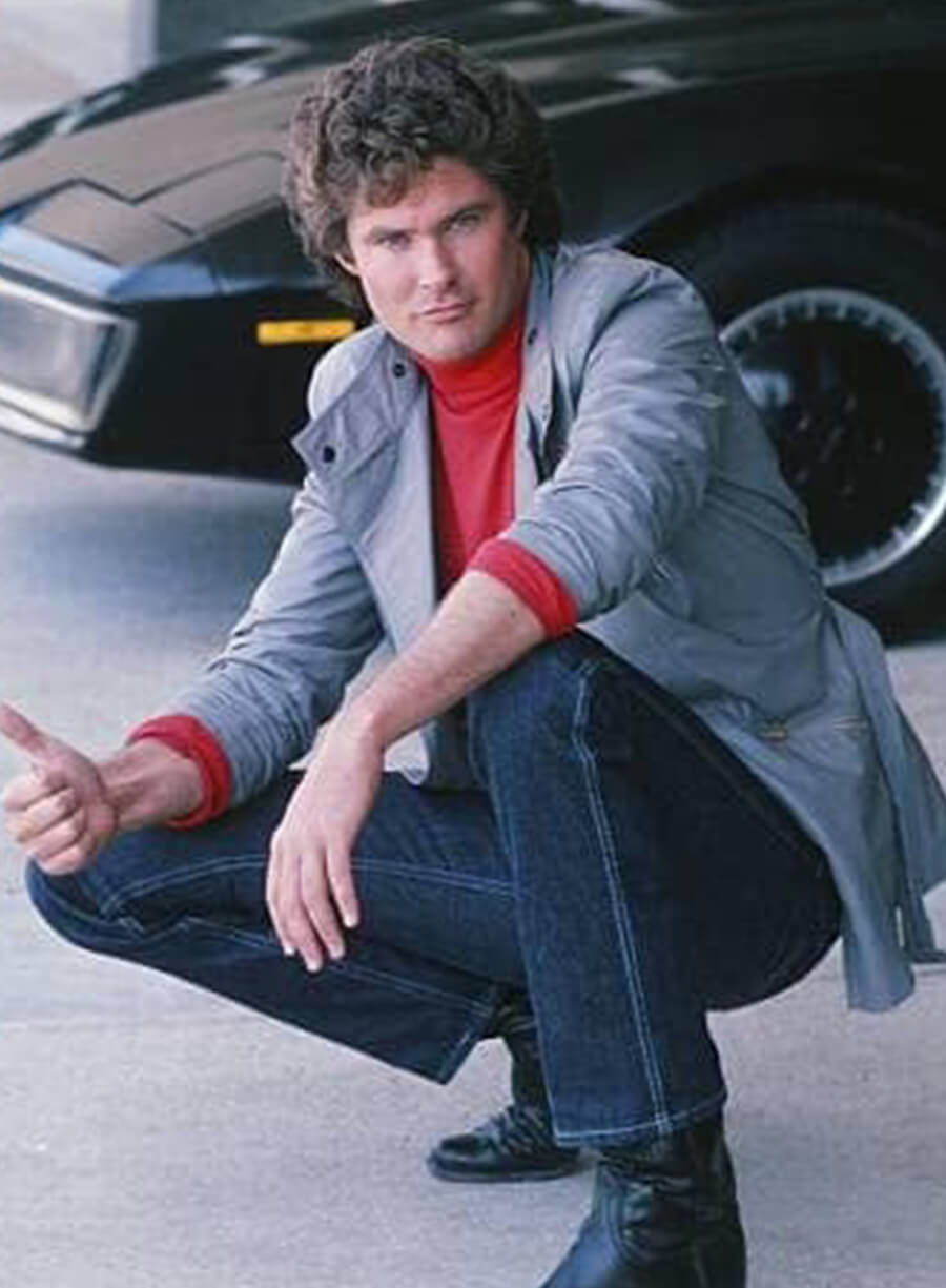 David Hasselhoff Knight Rider Grey Leather Jacket