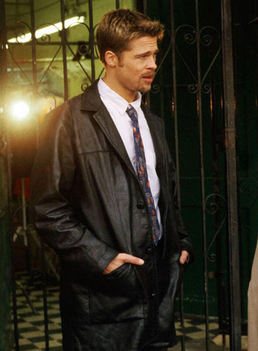 David Mills Seven Black Leather Trench Coat