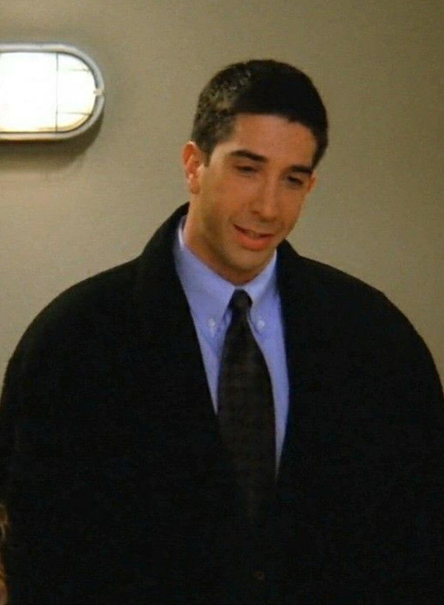 David Schwimmer Friends Black Wool Coat