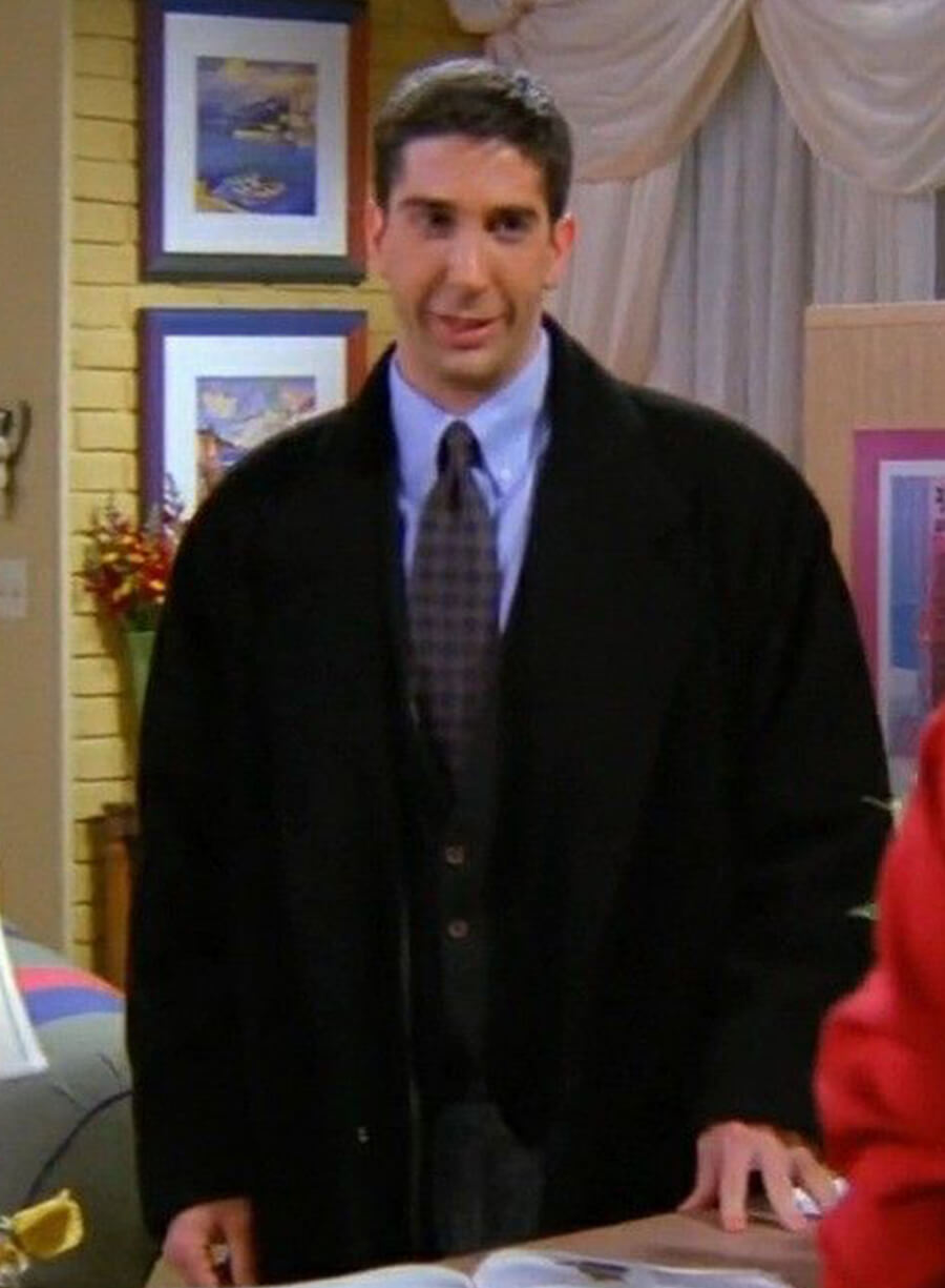 David Schwimmer Friends Black Wool Coat