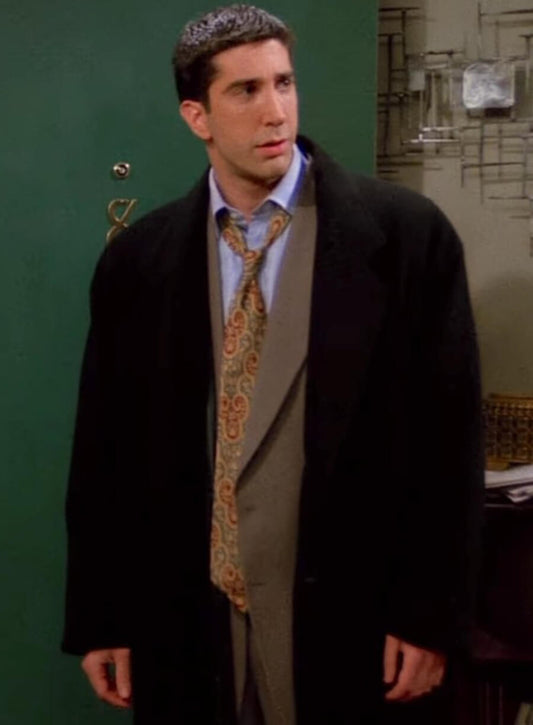 David Schwimmer Friends Black Wool Coat