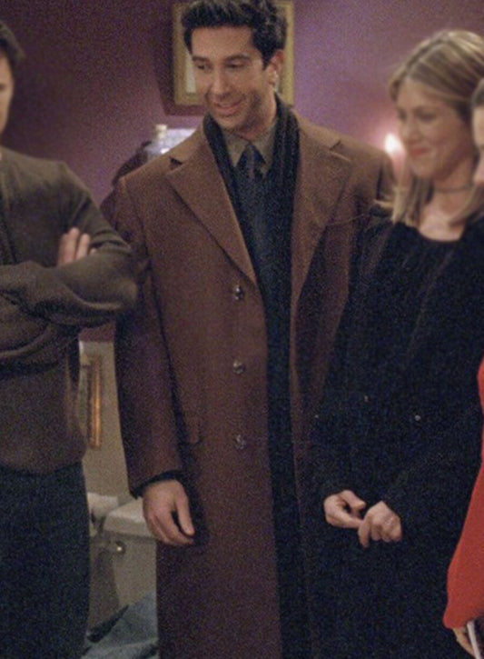 David Schwimmer Friends Brown Wool Coat