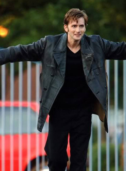 David Tennant Doctor Who Leather Peacoat