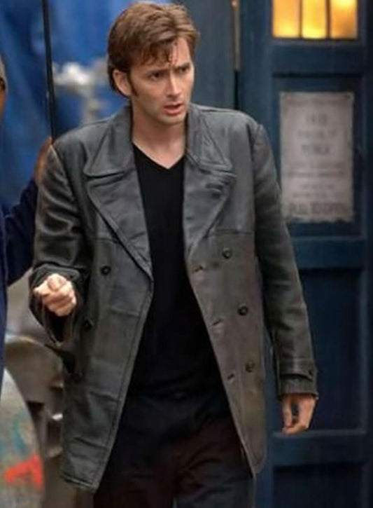 David Tennant Doctor Who Leather Peacoat