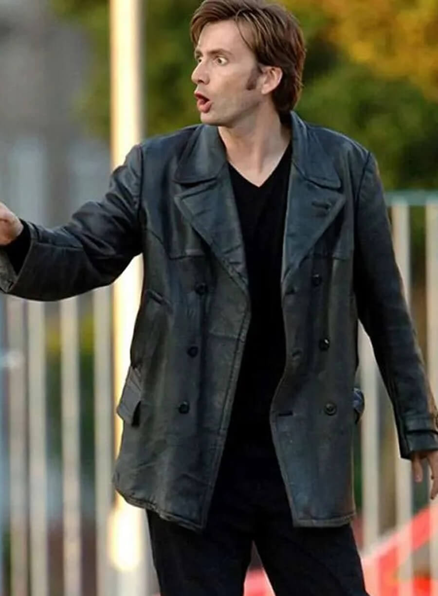 David Tennant Doctor Who Leather Peacoat