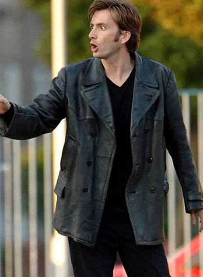 David Tennant Doctor Who Leather Peacoat