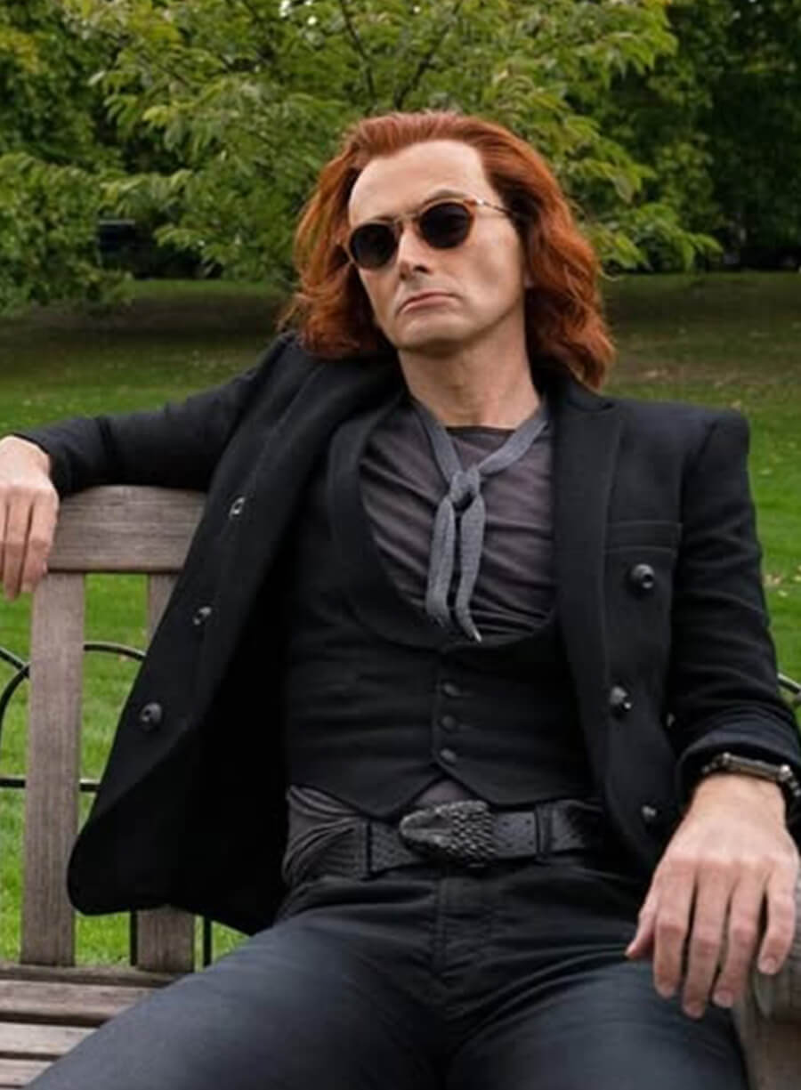 David Tennant Good Omens Crowley Black Wool Blazer