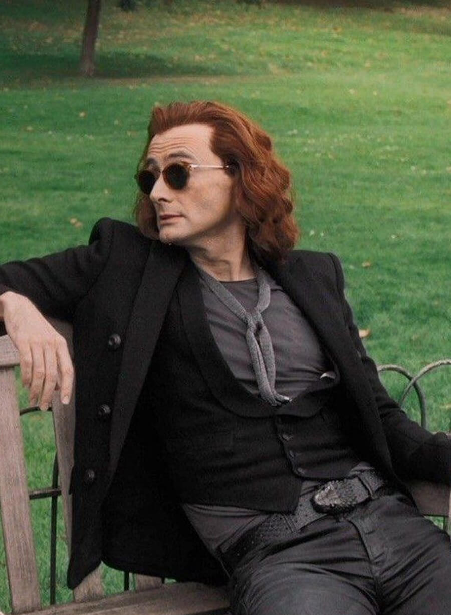David Tennant Good Omens Crowley Black Wool Blazer