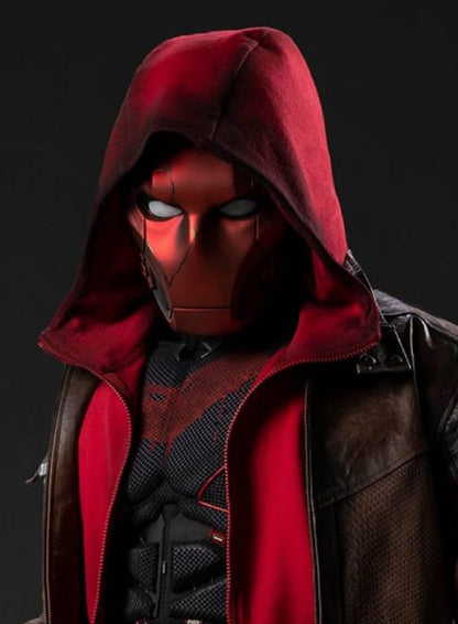 DC Comic Red Hood Jason Todd Brown Leather Jacket