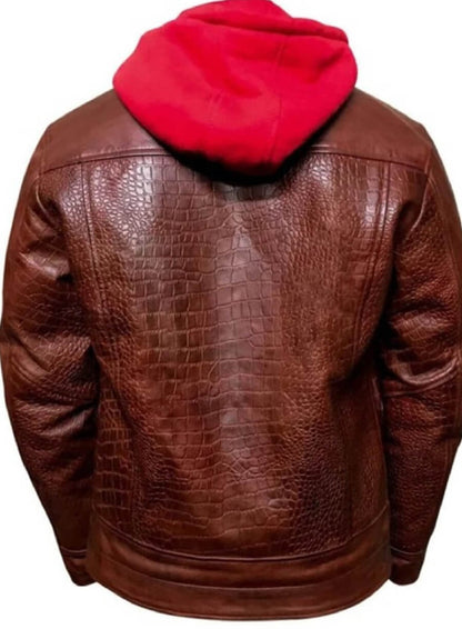 DC Comic Red Hood Jason Todd Brown Leather Jacket