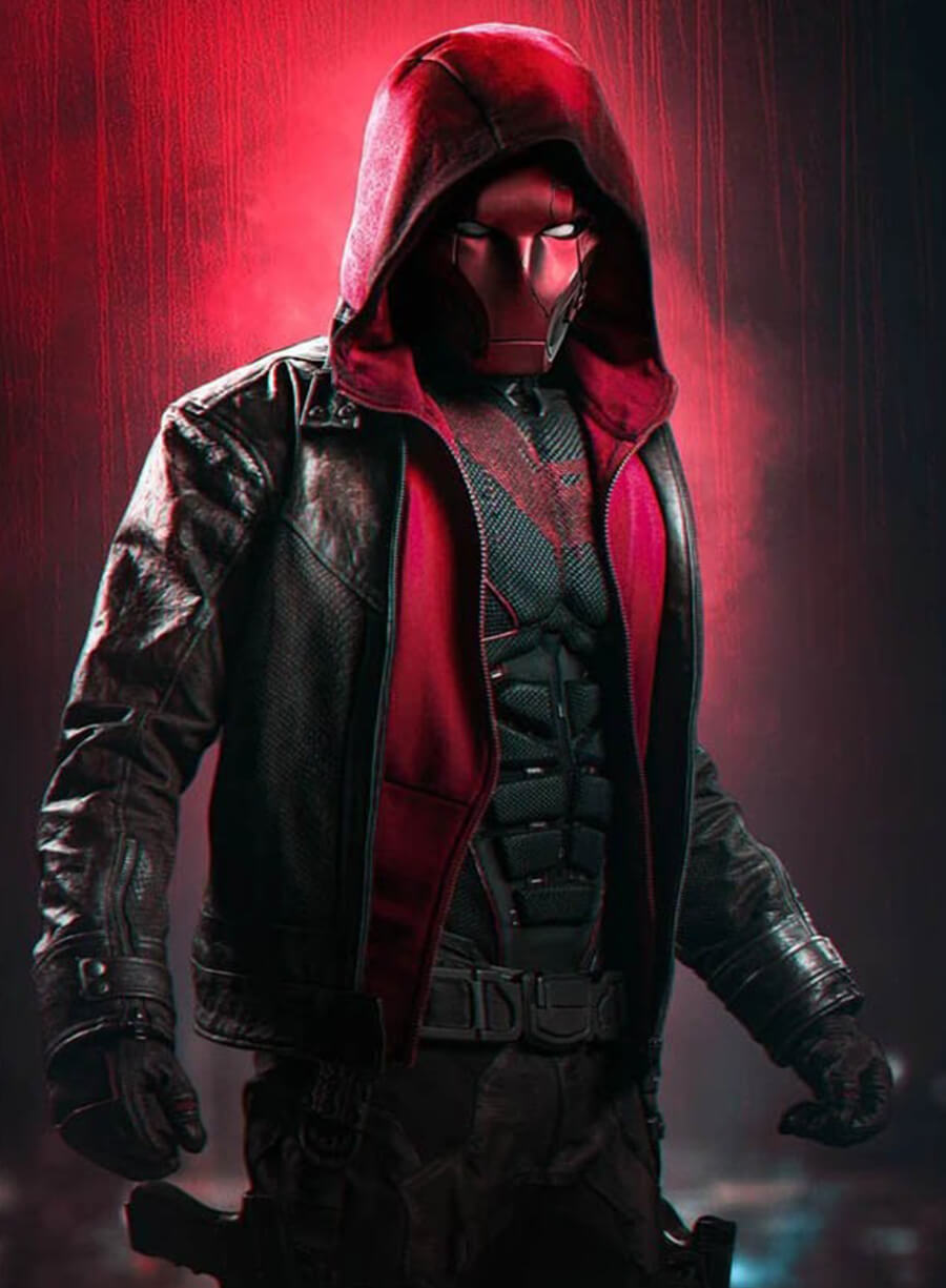 DC Comic Red Hood Jason Todd Brown Leather Jacket