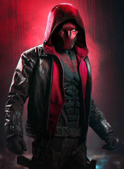 DC Comic Red Hood Jason Todd Brown Leather Jacket