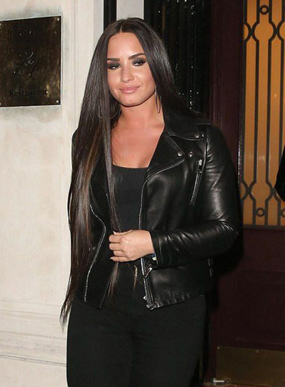 Demi Lovato Black Leather Jacket