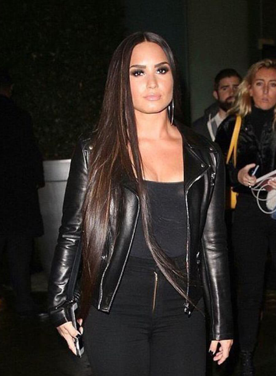 Demi Lovato Black Leather Jacket