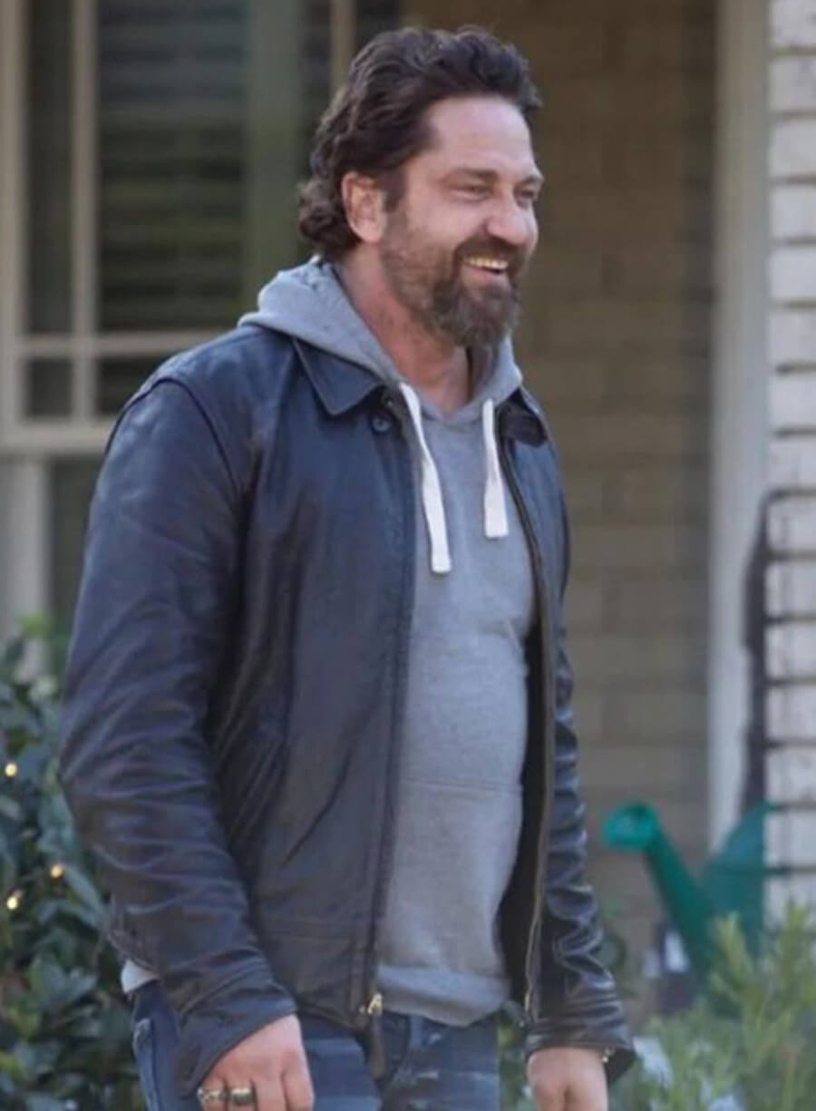 Den of Thieves 2 Gerard Butler Black Leather Jacket