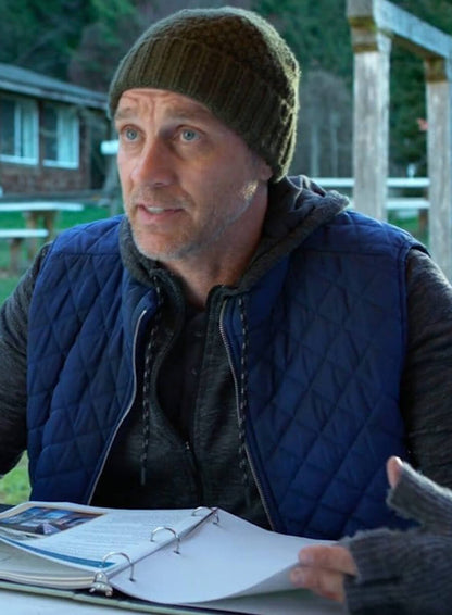  Devon Sawa Murder In A Small Town Blue Quilted Vest