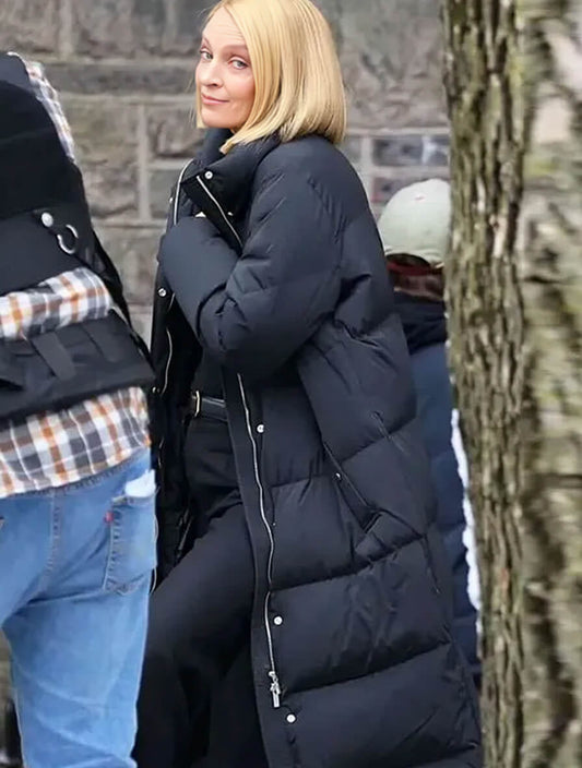Dexter Resurrection Uma Thurman Black Puffer Coat