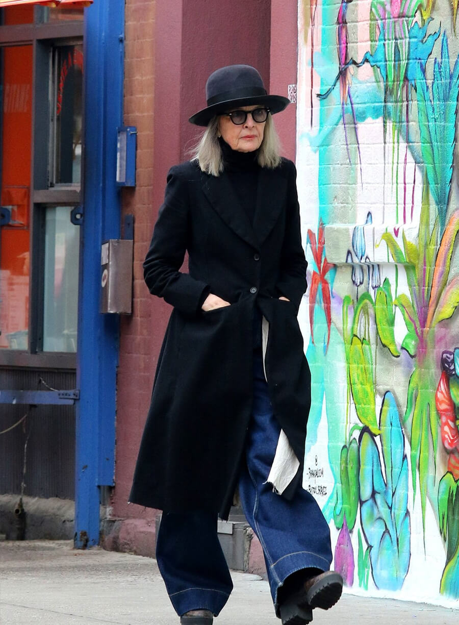 Diane Keaton Black Wool Coat