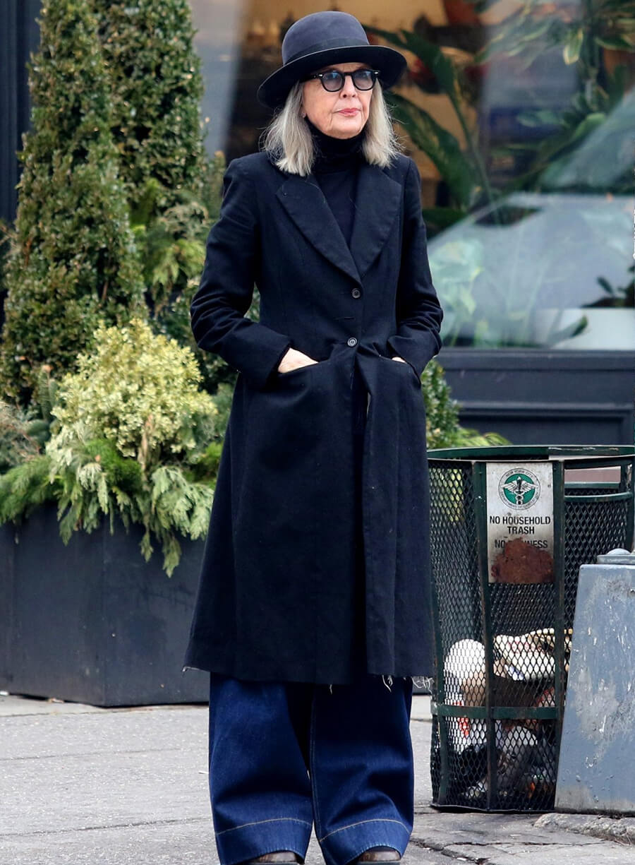 Diane Keaton Black Wool Coat